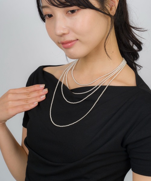 ネックレス 「Harpo/アルポ」シルバー ネックレス ナバホパール ビーズ3mm/全長25cm レディースの画像