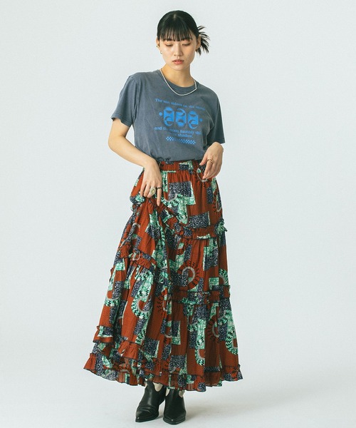 ROSE BUD スカート (mag.by c)PRINT TIERED SKIRT : ZOZOTOWN