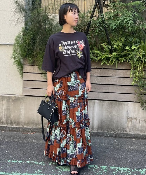 ROSE BUD スカート (mag.by c)PRINT TIERED SKIRT : ZOZOTOWN