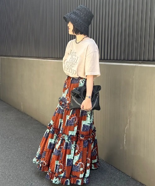 ROSE BUD スカート (mag.by c)PRINT TIERED SKIRT : ZOZOTOWN