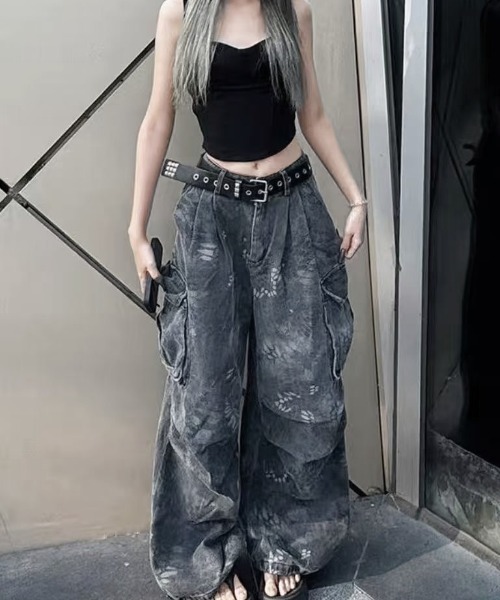 【散らばったアイコン柄♡】シャネル デニムパンツ 短期間出品 CHANEL シャネル チェーン柄ワイドデニムパンツ