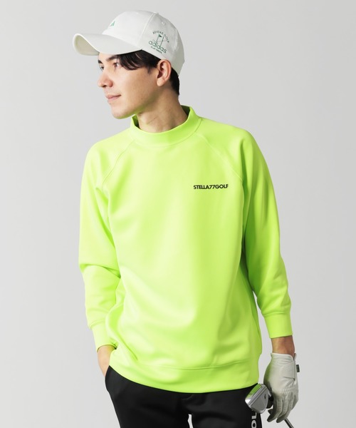 VTWELVE 蛍光イエロー スウェット防寒シャツサイズXXL STELLA77GOLF tシャツ 蛍光カラーゴルフモックネック長袖T メンズ