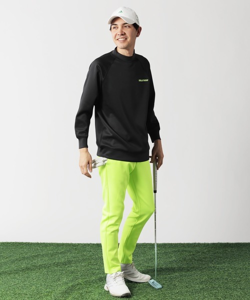 STELLA77GOLF tシャツ 蛍光カラーゴルフモックネック長袖T メンズ