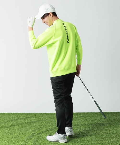 STELLA77GOLF tシャツ 蛍光カラーゴルフモックネック長袖T メンズ