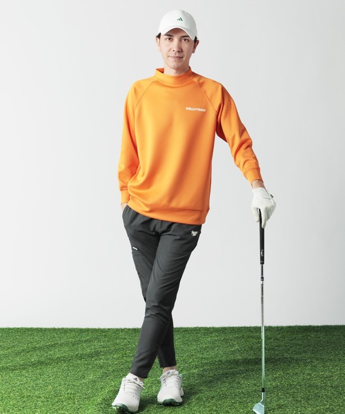 STELLA77GOLF tシャツ 蛍光カラーゴルフモックネック長袖T メンズ