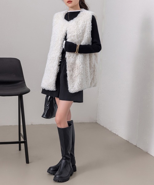 yori プードルフードジレ　ベスト　ベビーピンク プードルフードジレ yori ヨリ 2022AW レディース