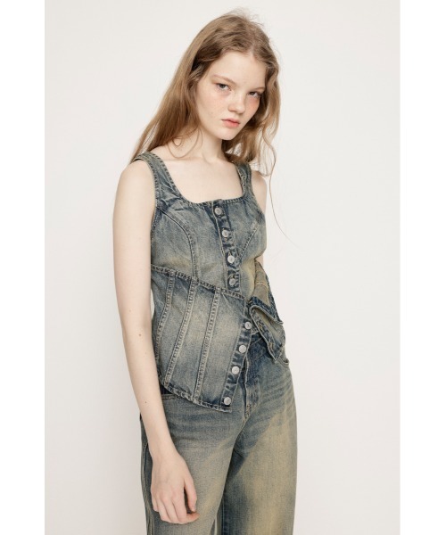 キャミソール 「2025AW」STUDS DENIM BUSTIER-B スタッズ デニム ビスチェ ビー 秋服 2025AW】STUDS DENIM BUSTIER-E スタッズ デニム ビスチェ イー