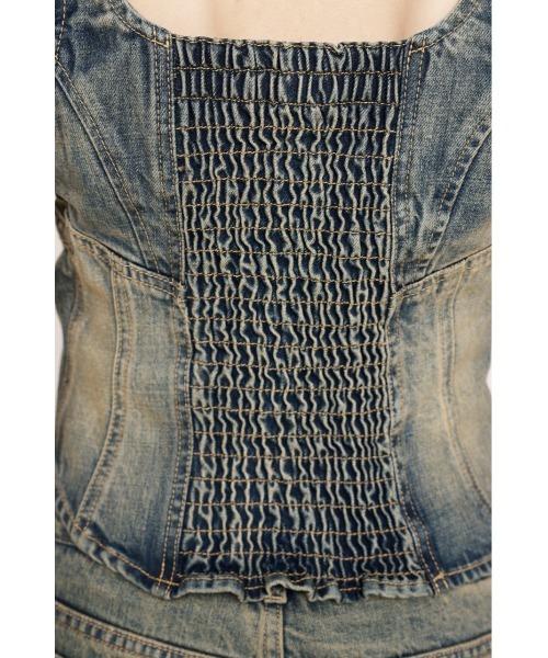 キャミソール 「限定展開」LAYERED CORSET DENIM BUSTIER-C レイヤード コルセット デニム ビスチェ シー セール】【限定展開】LAYERED CORSET DENIM BUSTIER-C