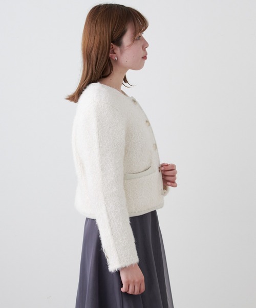 CELFORD ノーカラージャケット 38 ミックスカラーMサイズ CELFORD（セルフォード） ジャケット ノーカラージャケット リボン