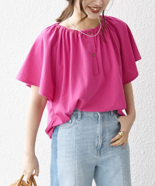 SHIPS any:〈UVカット/接触冷感/吸水速乾/洗濯機可能〉USAコットン フレア TEE SHIPS any tシャツ any:「UVカット/接触冷感/吸水速乾/洗濯機