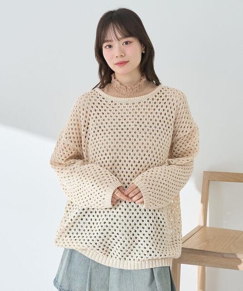 earth music&ecology チュニック カラーメッシュプルオーバー