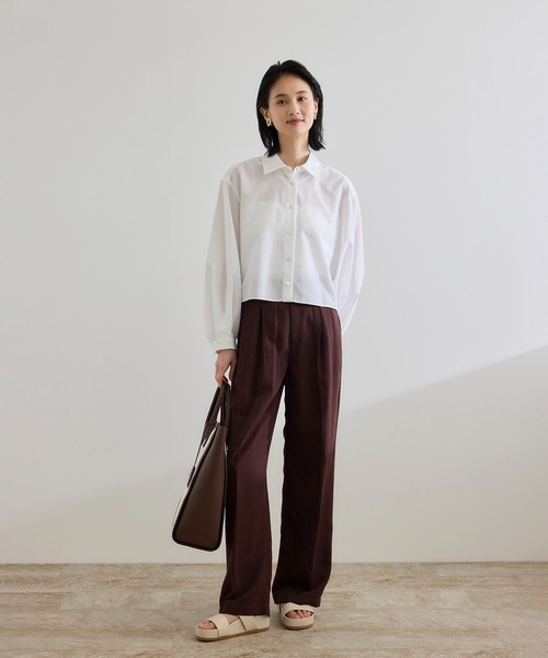 ブラウス シャツ 「WEB・一部店舗限定」ライトタンブラークロップドシャツ/洗える レディース ROPE' ブラウス シャツ 「WEB・一部店舗限定」ライトタンブラー