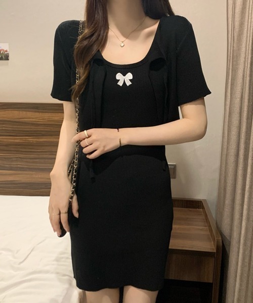 「NANEA」 ニットワンピース フリー ブラック レディース_画像2