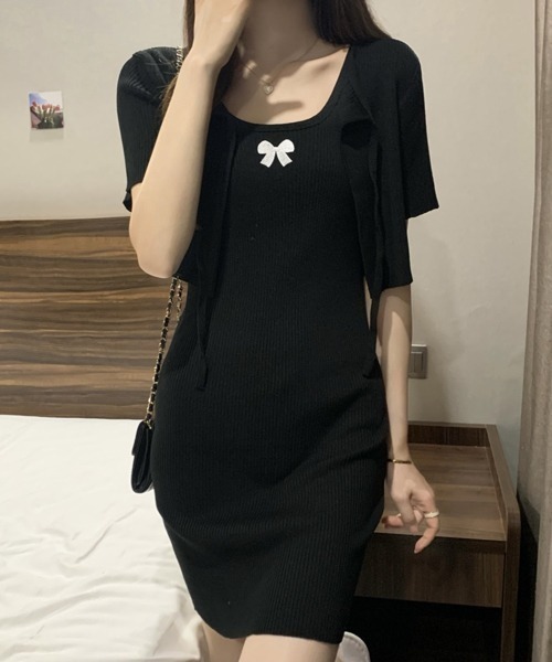 「NANEA」 ニットワンピース フリー ブラック レディース_画像4