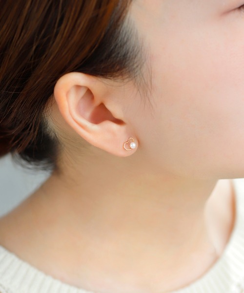 ANEMONE（アネモネ） ピアス 淡水パール×ハートピアス「K10