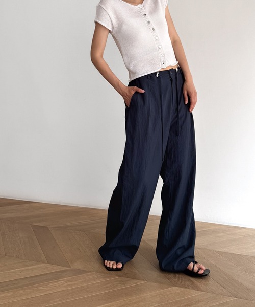 【新品】El mar(エルマール)ナイロン混カーゴパンツ　NVY El marナイロンタックドロストパンツ | CANAL JEAN（キャナル