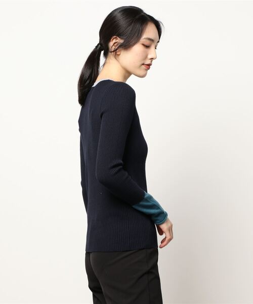 「LANVIN en Bleu」 長袖ニット 38 チャコールグレー レディース_画像2