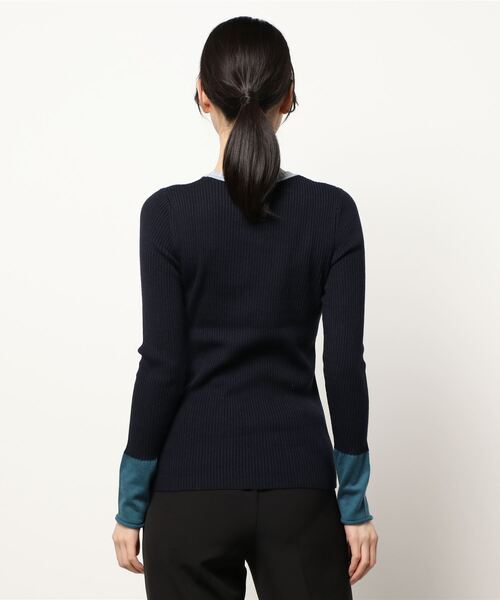 「LANVIN en Bleu」 長袖ニット 38 チャコールグレー レディース_画像3