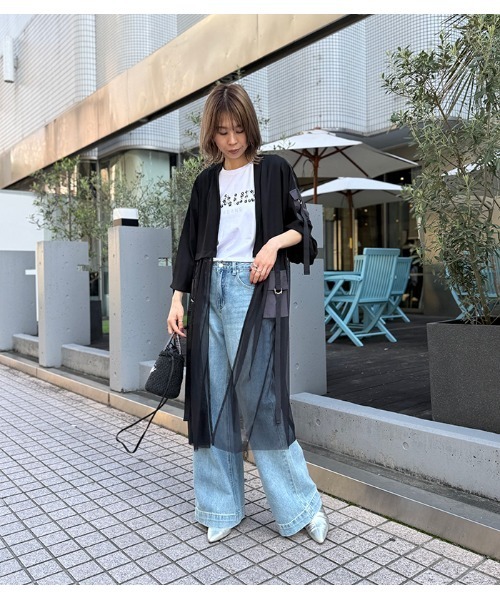 【GALENA】チュール切替ロングカーディガン★☆70050-3119 GALENA】チュール切替ロングカーディガン70050-3119 | WEAR
