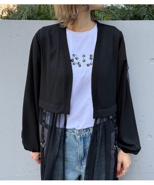 【GALENA】チュール切替ロングカーディガン★☆70050-3119 GALENA】チュール切替ロングカーディガン70050-3119 | WEAR