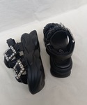 サンダル 「厚底」ビジューバックルギャザーベル...の詳細画像5
