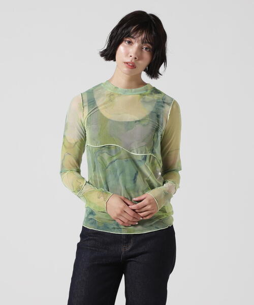 tシャツ CASANE（カサネ）別注マーブルペイントロングスリーブカットソー レディース
