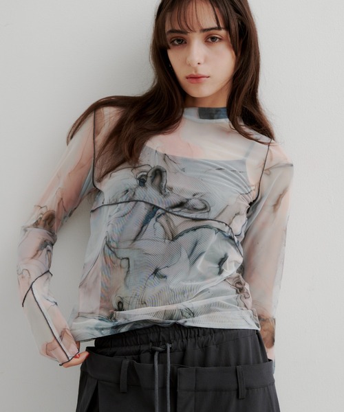 tシャツ CASANE（カサネ）別注マーブルペイントロングスリーブ 