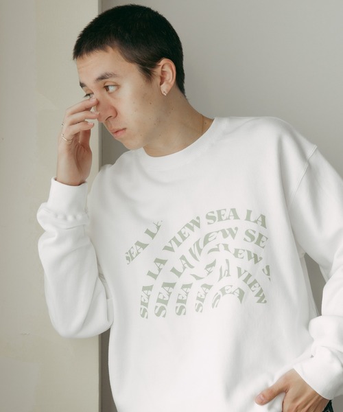 トレーナー スウェット 「SEA LA VIEW / シーラビユウ」オーバーサイズ 英字ロゴプリントスウェット 裏毛 ユニセックス オーバーサイズ レ ROOP TOKYO トレーナー スウェット 「SEA LA VIEW
