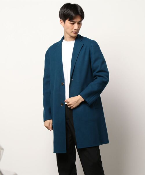 「ABAHOUSE」 チェスターコート 44 ブルー メンズ_画像2