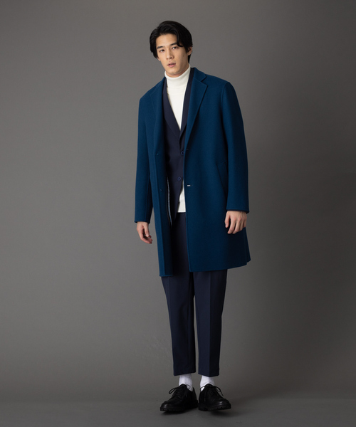 「ABAHOUSE」 チェスターコート 44 ブルー メンズ_画像4