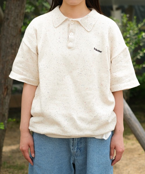BROKEN BASE ポロシャツ ドローコードカラーネップニットポロ