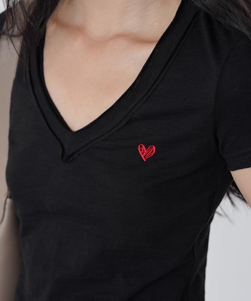 tシャツ ハート刺繍 カットオフTシャツ EM25s093「EIGHTHMONTH」 レディース tシャツ ハート刺繍 カットオフTシャツ EM25s093「EIGHTHMONTH