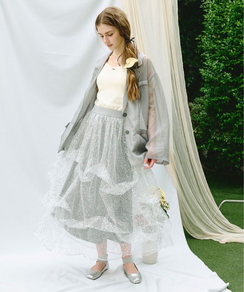 loin nuit スカート spangle tulle random skirt / スパンコール