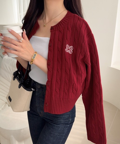 黒猫です！新品！定価六万！★Milly ミリー カーディガン ニット mily bilet カーディガン 「mily bilet」ほんのり甘い新定番。胸刺繍