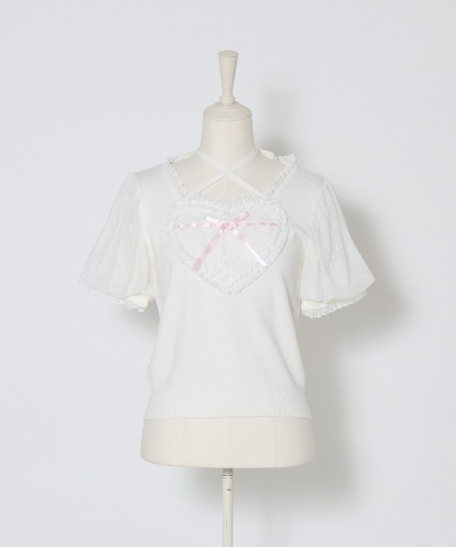 mellfy memory ニット セーター My love heart puff tops