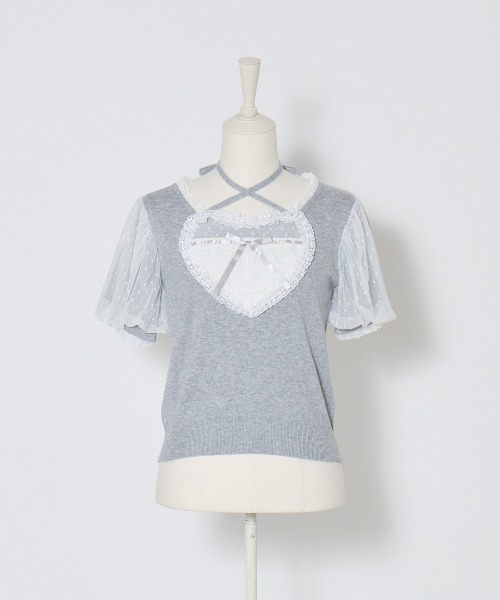 mellfy memory ニット セーター My love heart puff tops