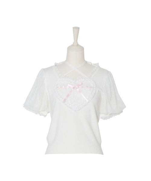mellfy memory ニット セーター My love heart puff tops
