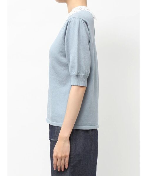 TONAL（トーナル） ニット セーター 衿レースハーフスリーブニット