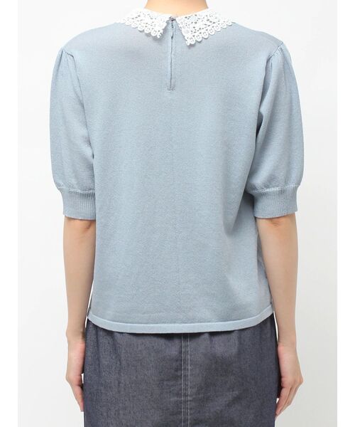 TONAL（トーナル） ニット セーター 衿レースハーフスリーブニット