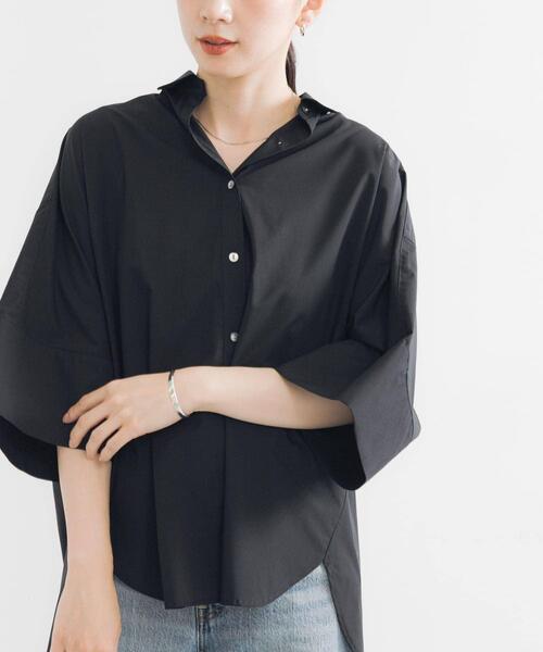 【ブラック1】UV ハーフスリーブ カラーシャツ (WOMENS) URBAN RESEARCH（アーバンリサーチ） ブラウス シャツ ハーフスリーブ