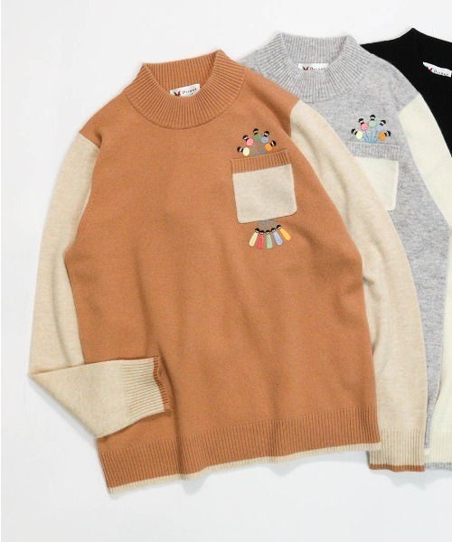 ピッコーネ　カシミアセーター Picone CLUB（ピッコーネクラブ） ニット セーター カシミヤ100％配色