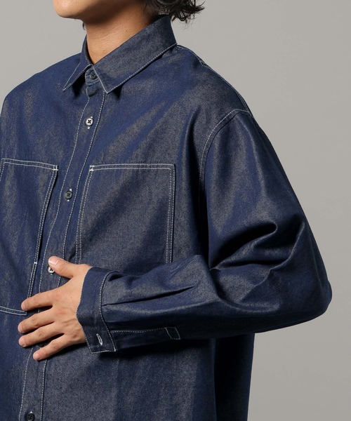 RAGEBLUE（レイジブルー） シャツ 「BREEZY DENIM」ステッチデニム