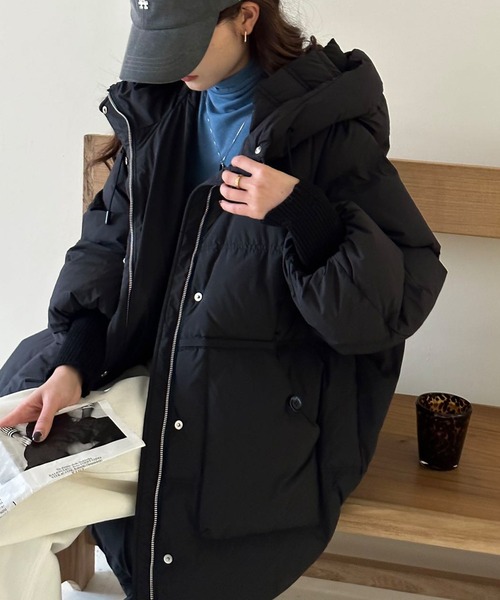 aimoha コート アウター オーバーサイズ中綿ロングダウンコート