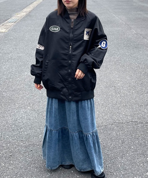 【最終価格】ayane ワッペン MA-1 ブルゾン　美品 ayane】ワッペンMA-1/ 895110