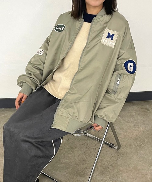 【最終価格】ayane ワッペン MA-1 ブルゾン　美品 美品】ayane アヤン ワッペンMA-1 ブルゾン 中綿ジャケット 2025年