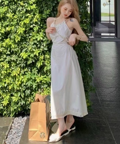 「LADY LIKE」 ノースリーブワンピース M アイボリー レディース_画像3