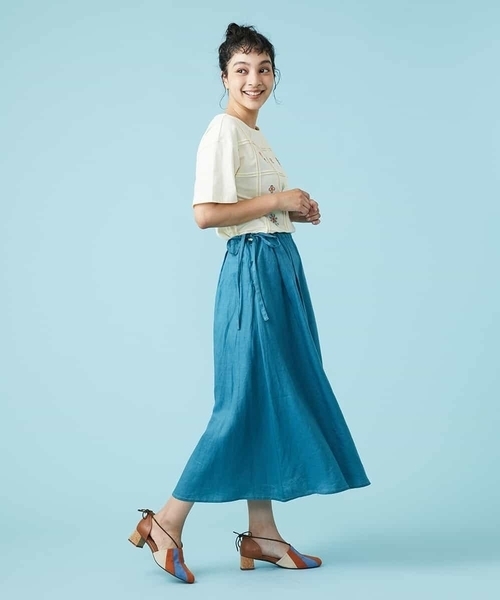 「Jocomomola」 フレアスカート 40 ブルー レディース_画像3