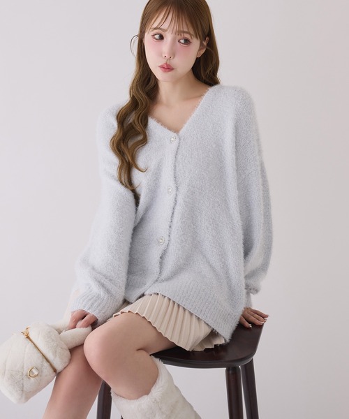 one after another NICE CLAUP カーディガン キラキラボタンベロア