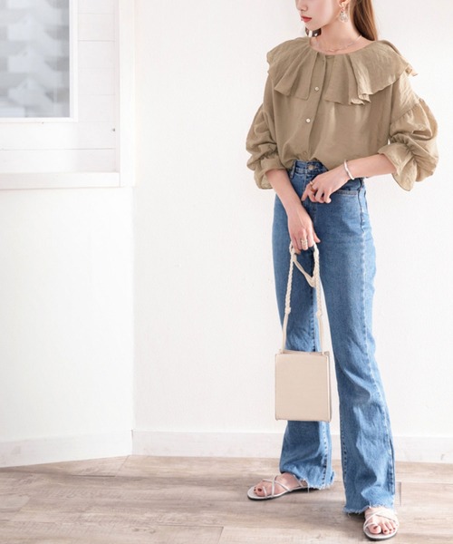 [classicalelf] длинный рукав блуза MEDIUM терракота женский 