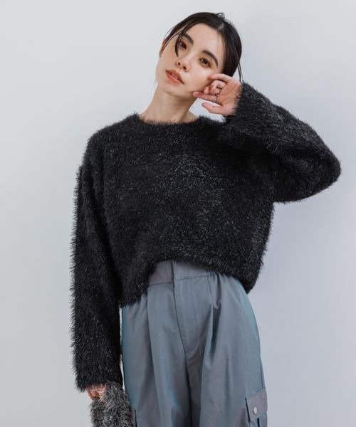 「JEANASIS」 長袖ニット FREE シルバー レディース_画像2